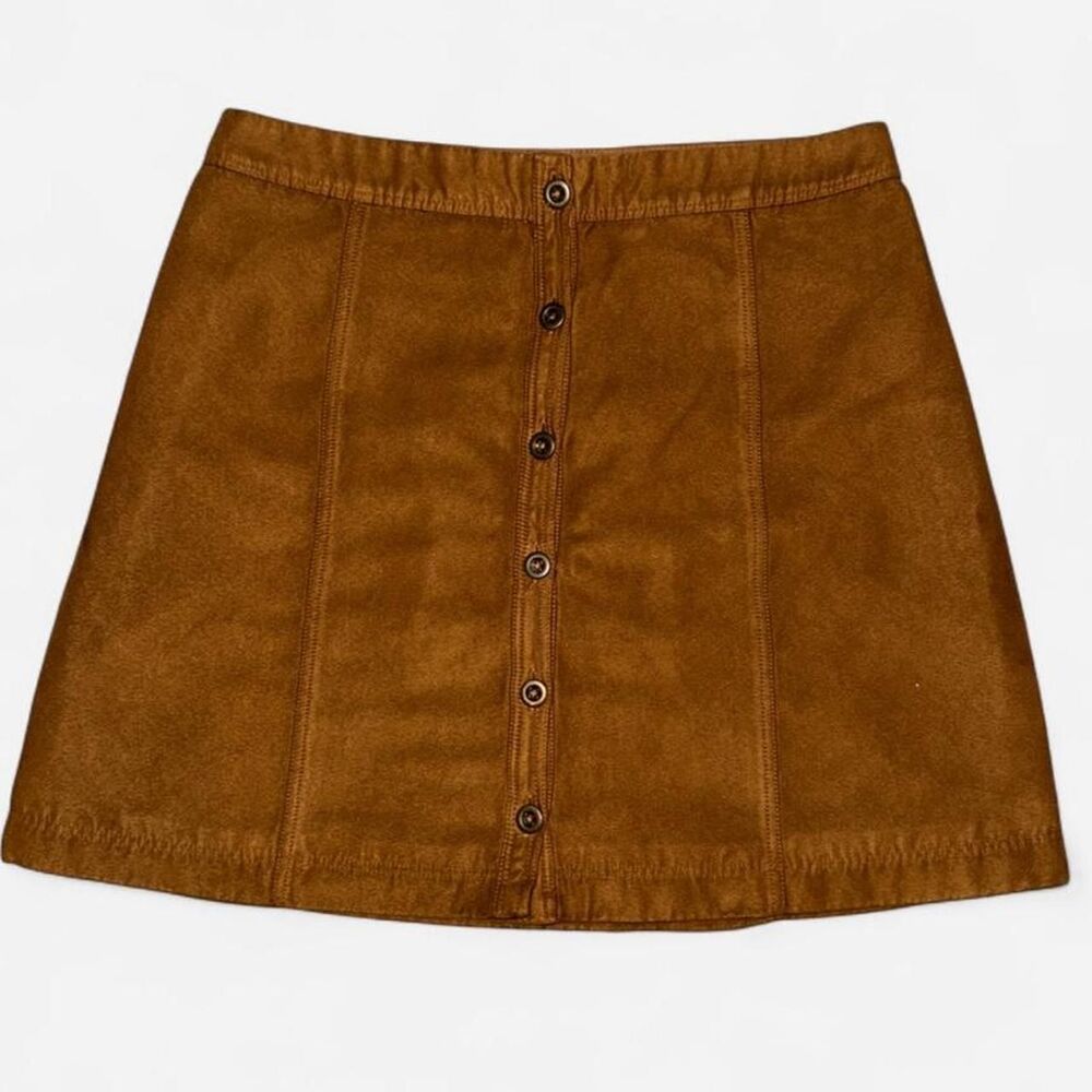 Hollister Co. Camel Tan Suede High Waisted Mini Skirt with Front Buttons